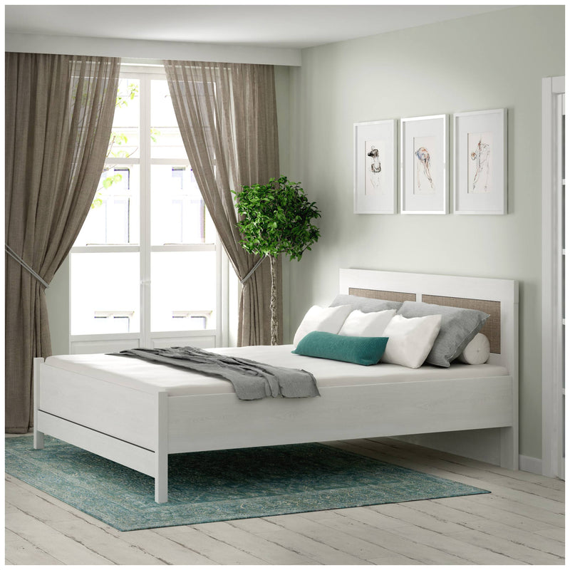 Doppelbett MOONDUST 180 x 200 cm Schneeeiche / Geflechtoptik Forte