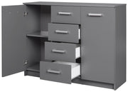 Sideboard Kommode ELENZIO 2T4S Graphit Grau mit 2 Türen 4 Schubladen