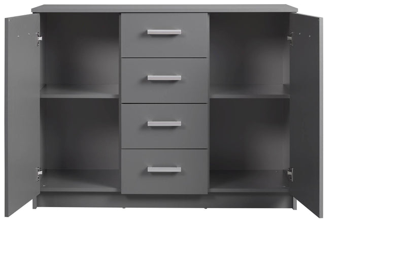 Sideboard Kommode ELENZIO 2T4S Graphit Grau mit 2 Türen 4 Schubladen
