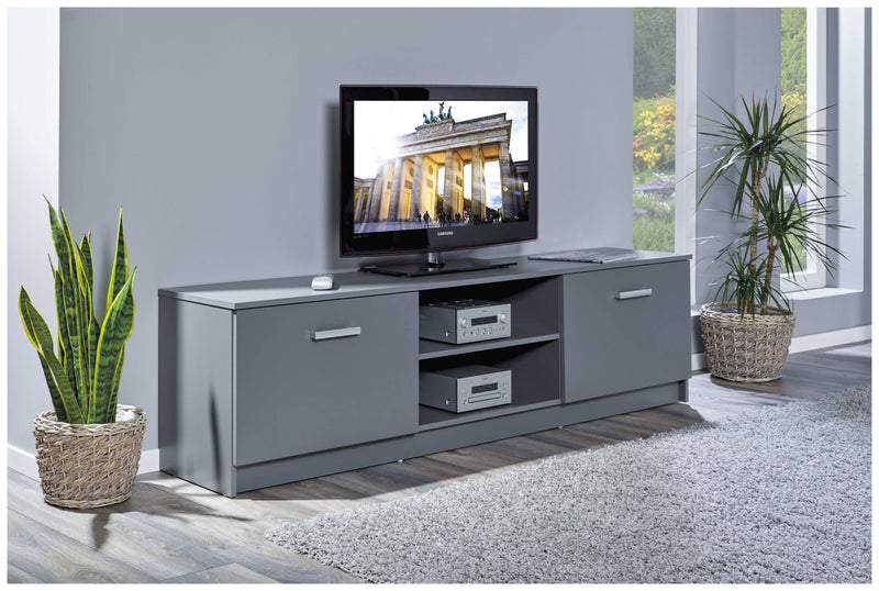 Lowboard TV-Kommode ELENZIO Graphit Grau mit 2 Türen und Gerätefach