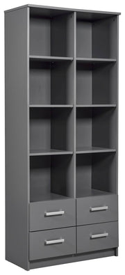 Regal Bücherregal ELENZIO Graphit Grau mit 4 Schubladen