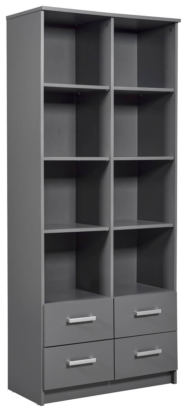 Regal Bücherregal ELENZIO Graphit Grau mit 4 Schubladen