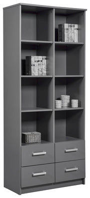 Regal Bücherregal ELENZIO Graphit Grau mit 4 Schubladen