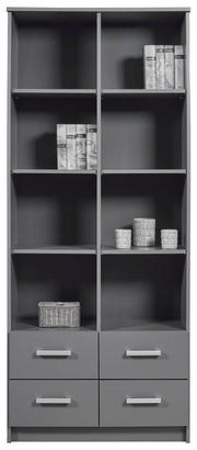 Regal Bücherregal ELENZIO Graphit Grau mit 4 Schubladen