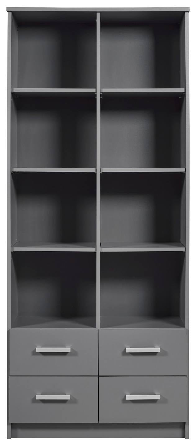 Regal Bücherregal ELENZIO Graphit Grau mit 4 Schubladen