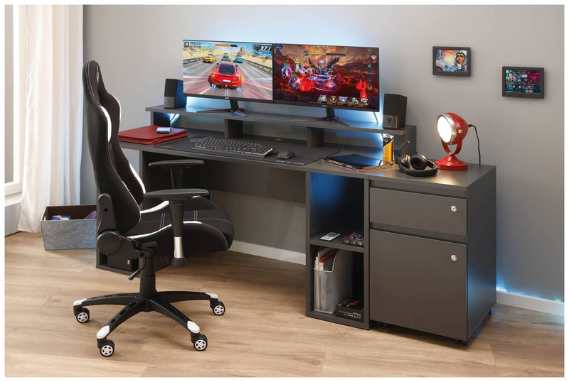 Computertisch MATCHPOINT Gaming Tisch Graphit Grau