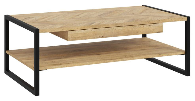 Couchtisch SOLLETICO Bartex-Eiche Nachbildung mit Fischgrät-Design
