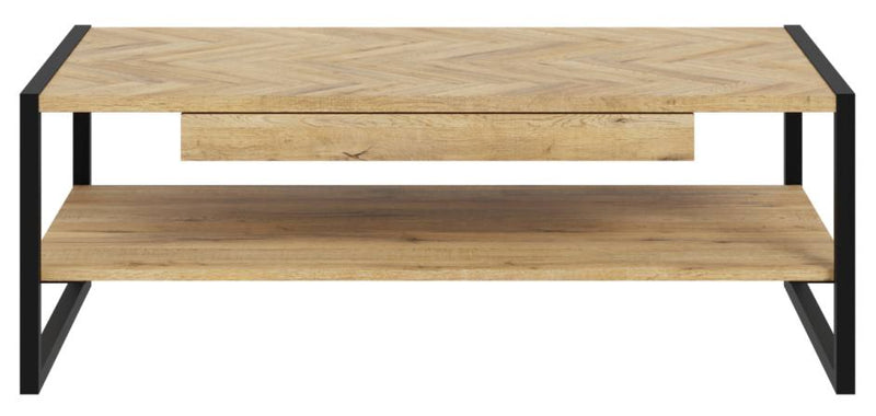 Couchtisch SOLLETICO Bartex-Eiche Nachbildung mit Fischgrät-Design
