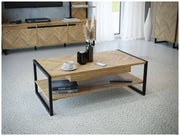 Couchtisch SOLLETICO Bartex-Eiche Nachbildung mit Fischgrät-Design