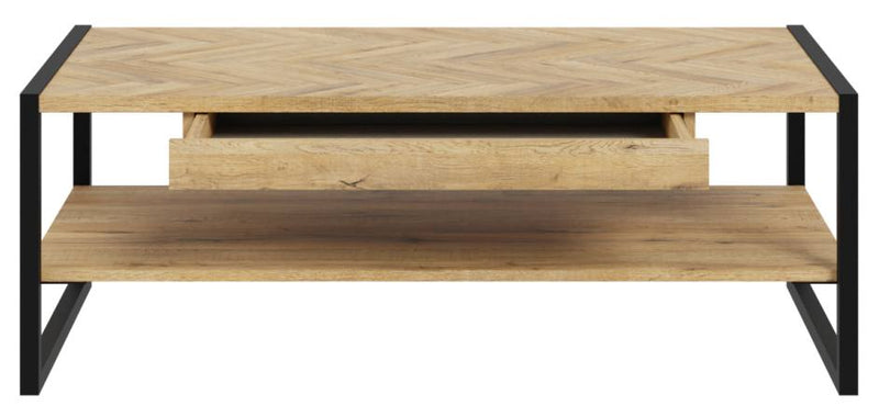 Couchtisch SOLLETICO Bartex-Eiche Nachbildung mit Fischgrät-Design