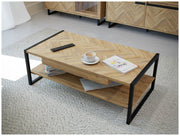 Couchtisch SOLLETICO Bartex-Eiche Nachbildung mit Fischgrät-Design