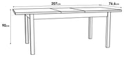 Esstisch Ausziehtisch SOLLETICO 160-207 cm Bartex-Eiche Nachbildung