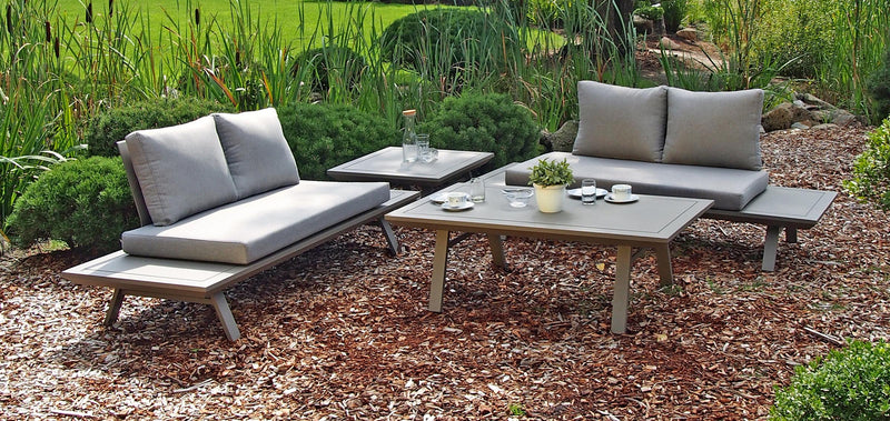 Garten Lounge Gruppe CELIA 4-tlg Alu hellgrau Polyester taupe