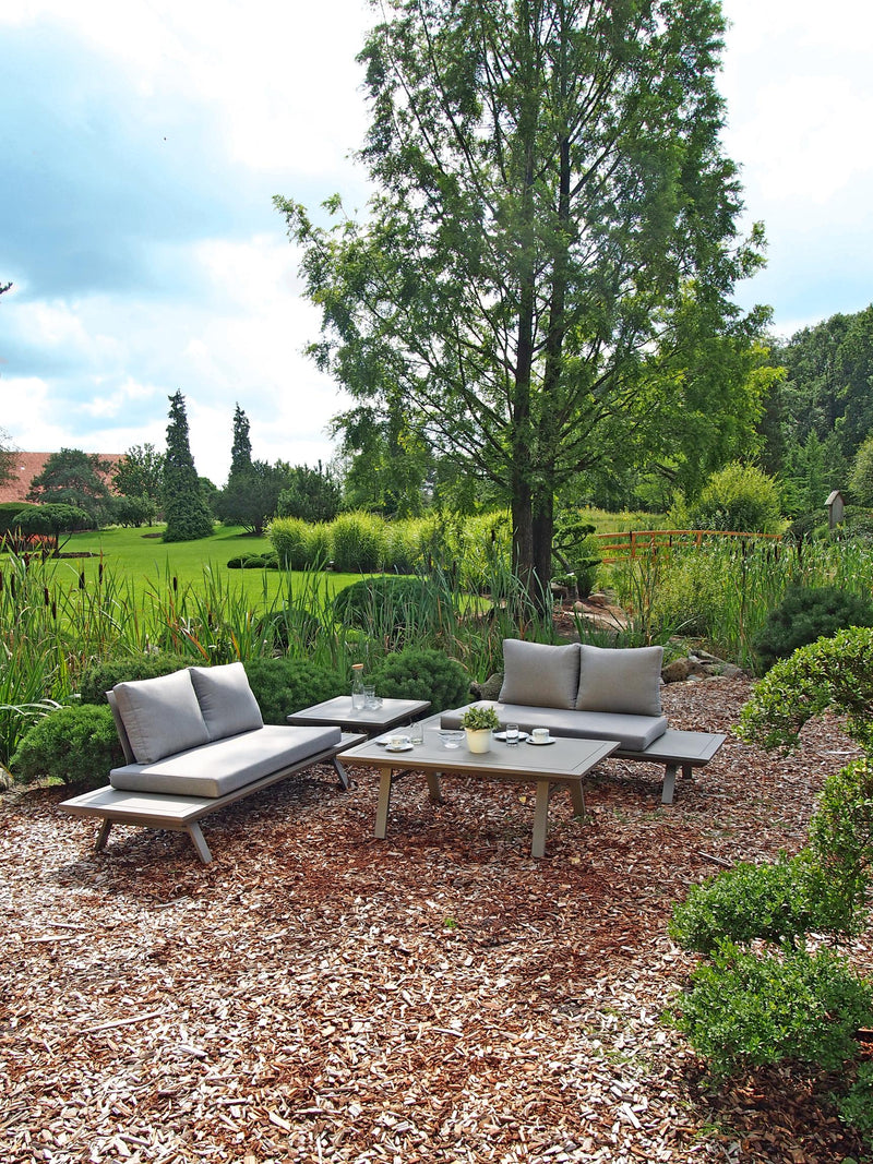 Garten Lounge Gruppe CELIA 4-tlg Alu hellgrau Polyester taupe