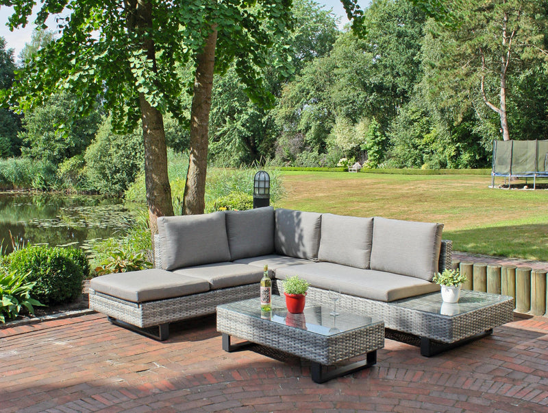 Gartensofa Lounge Gartengarnitur Cadiz grau 3- teilig inkl. Auflagen