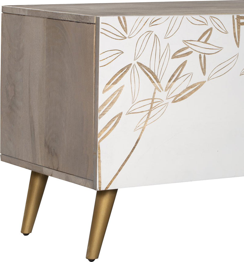 TV-Schrank Lowboard SIKAR mit floraler Musterung