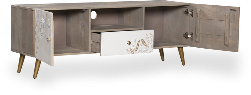 TV-Schrank Lowboard SIKAR mit floraler Musterung