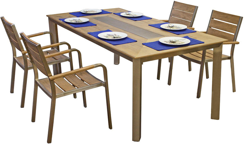Gartentisch FLORENCE 192 cm x 100 cm Platte Non-Wood Gestell Aluminium