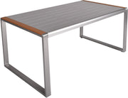 Gartentisch AVA 160 x 90 cm mit Glasplatte im Slat-Look Gestell Alu