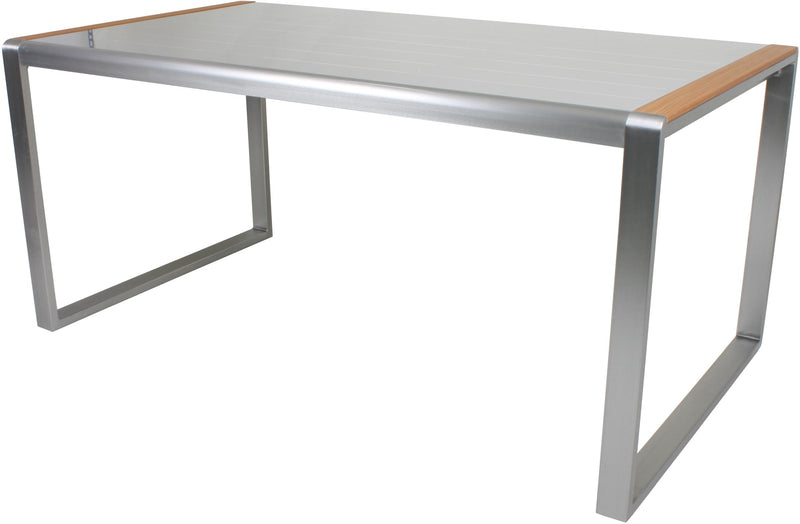 Gartentisch AVA 160 x 90 cm mit Glasplatte im Slat-Look Gestell Alu
