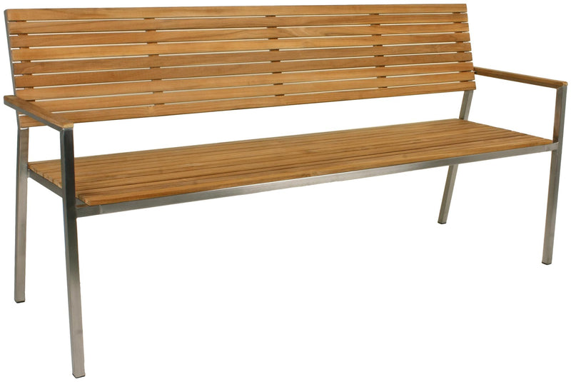 Gartenbank DENVER 4-Sitzer Gestell Edelstahl Sitz und Rücken aus Teak