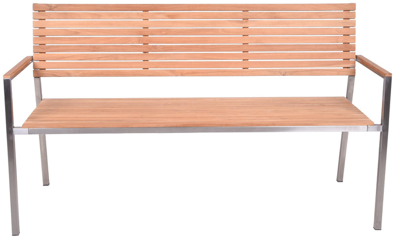 Gartenbank DENVER 3-Sitzer Gestell Edelstahl Sitz und Rücken aus Teak