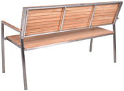 Gartenbank DENVER 3-Sitzer Gestell Edelstahl Sitz und Rücken aus Teak