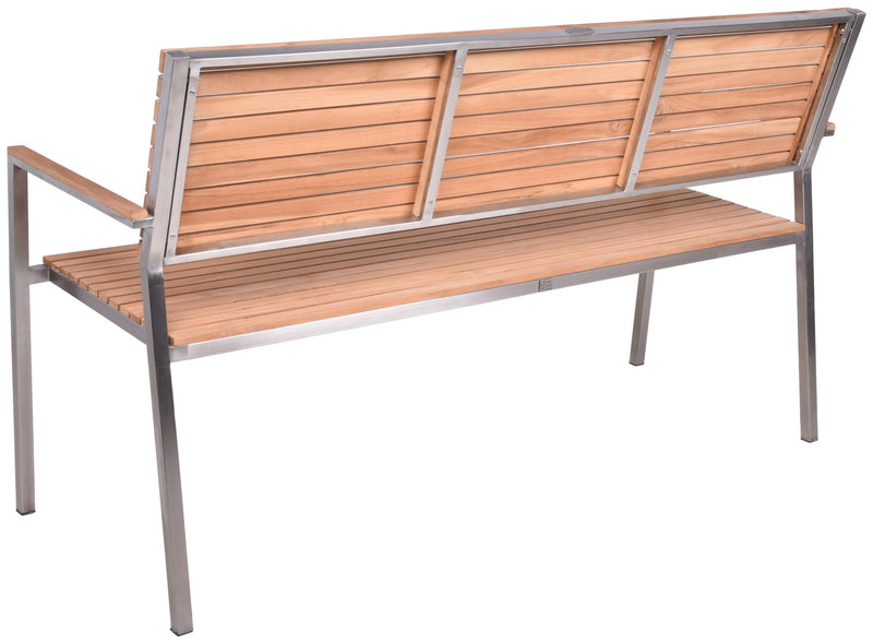 Gartenbank DENVER 3-Sitzer Gestell Edelstahl Sitz und Rücken aus Teak