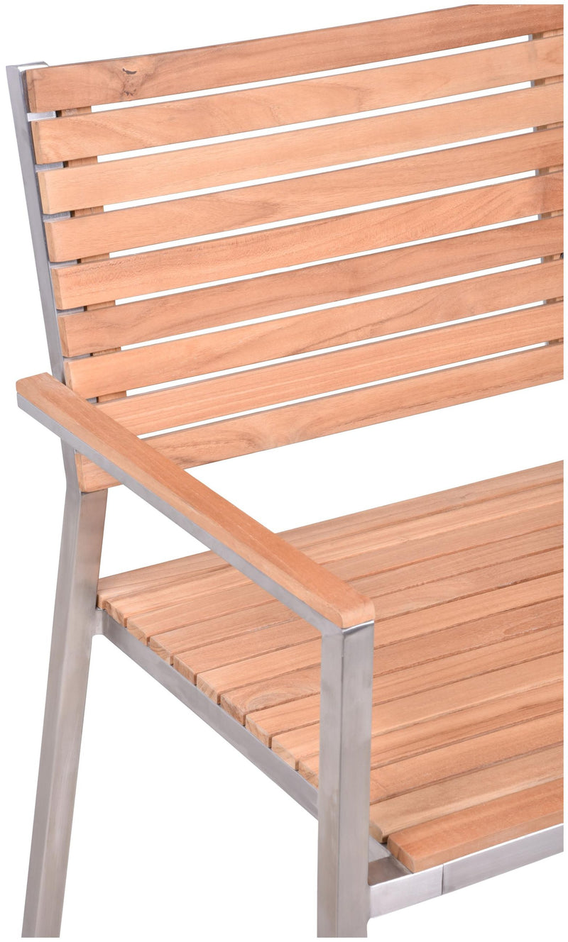 Gartenbank DENVER 3-Sitzer Gestell Edelstahl Sitz und Rücken aus Teak