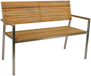 Gartenbank DENVER 2-Sitzer Gestell Edelstahl Sitz und Rücken aus Teak