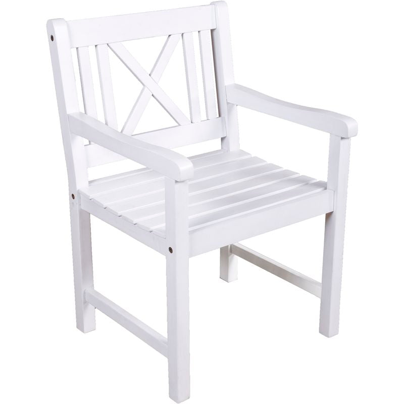 Gartensessel MALMÖ Eukalyptus White washed mit Armlehnen