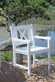 Gartensessel MALMÖ Eukalyptus White washed mit Armlehnen