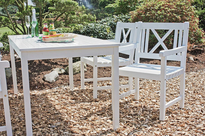 Gartensessel MALMÖ Eukalyptus White washed mit Armlehnen