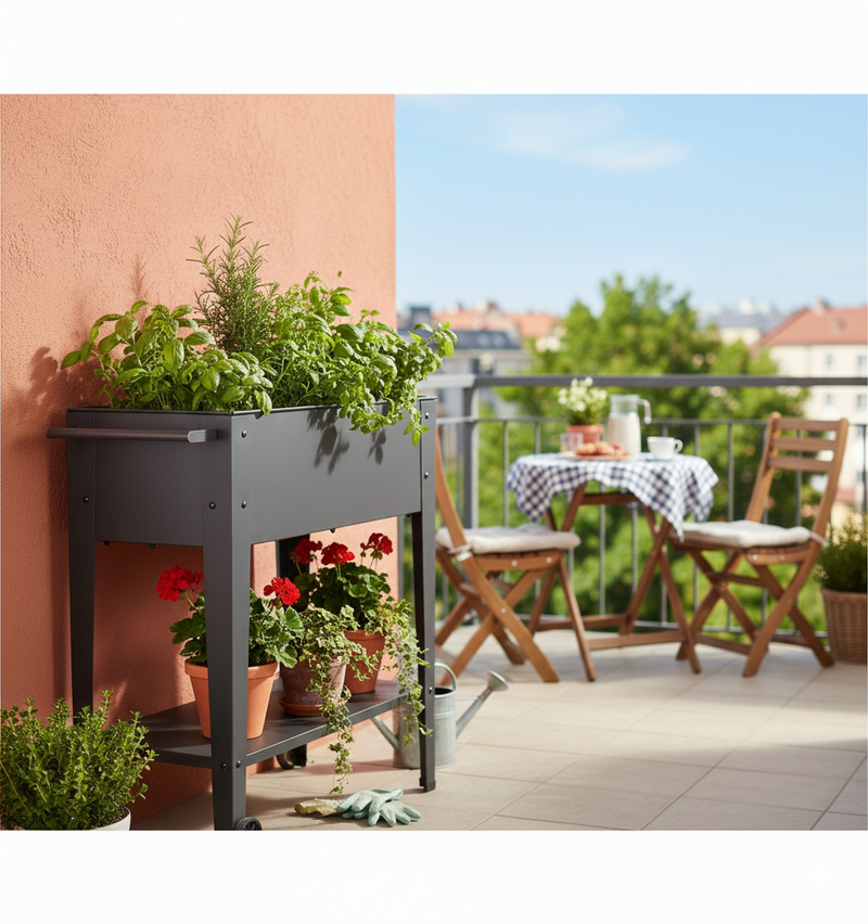 Mobiles Hochbeet VIOLETTA aus Metall in Anthrazit von GardenPleasure
