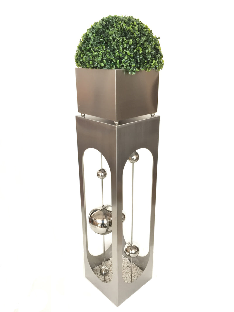 Edelstahl Pflanzsäule PATIO mit 8 Deko Kugeln