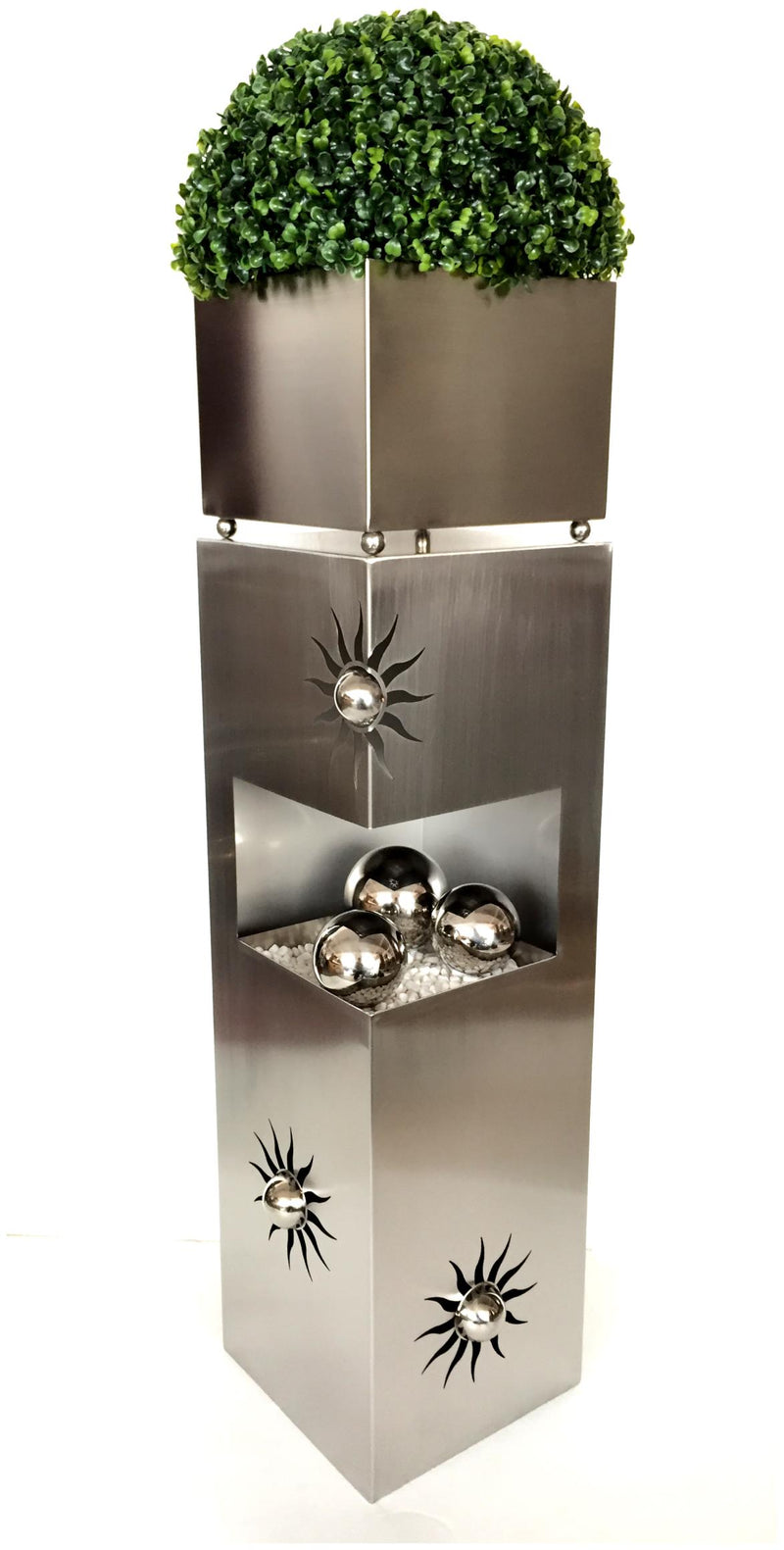 Outdoor Edelstahl Pflanzsäule mit Sonnenmustern 102 cm hoch
