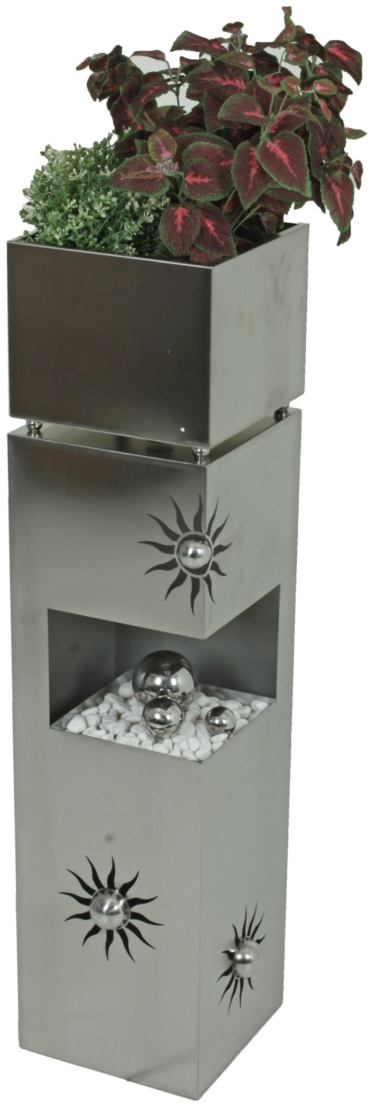 Outdoor Edelstahl Pflanzsäule mit Sonnenmustern 102 cm hoch