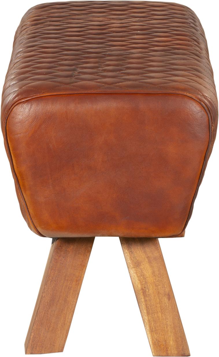 Sitzbank BHILAI Leder Braun mit Harlekin Muster