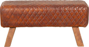 Sitzbank BHILAI Leder Braun mit Harlekin Muster
