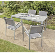 Garten Tischgruppe GRACE 5-tlg. 1 x Tisch 150 x 90 cm 4 x Stapelstuhl