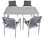 Garten Tischgruppe GRACE 5-tlg. 1 x Tisch 150 x 90 cm 4 x Stapelstuhl