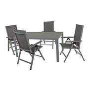 Garten Tischgruppe GRACE 5-tlg. 4 × Hochlehner + 1 Tisch 150 x 90 cm