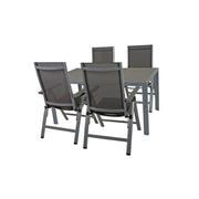 Garten Tischgruppe GRACE 5-tlg. 4 × Hochlehner + 1 Tisch 150 x 90 cm