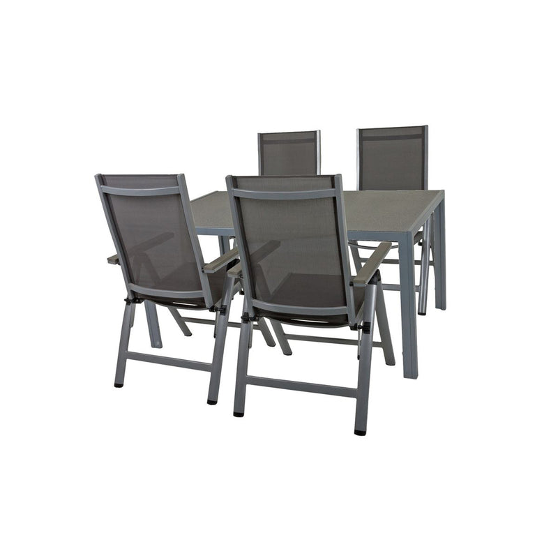 Garten Tischgruppe GRACE 5-tlg. 4 × Hochlehner + 1 Tisch 150 x 90 cm