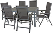 Garten Tischgruppe GRACE 7-tlg. 6 × Hochlehner + 1 Tisch 150 x 90 cm