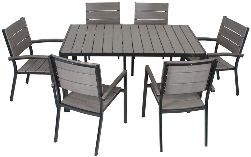 Garten Tischgruppe OLIVIA 7-tlg. Tisch 150 x 90 cm + 6 x Stapelstuhl