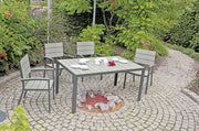 Garten Tischgruppe OLIVIA 7-tlg. Tisch 150 x 90 cm + 6 x Stapelstuhl