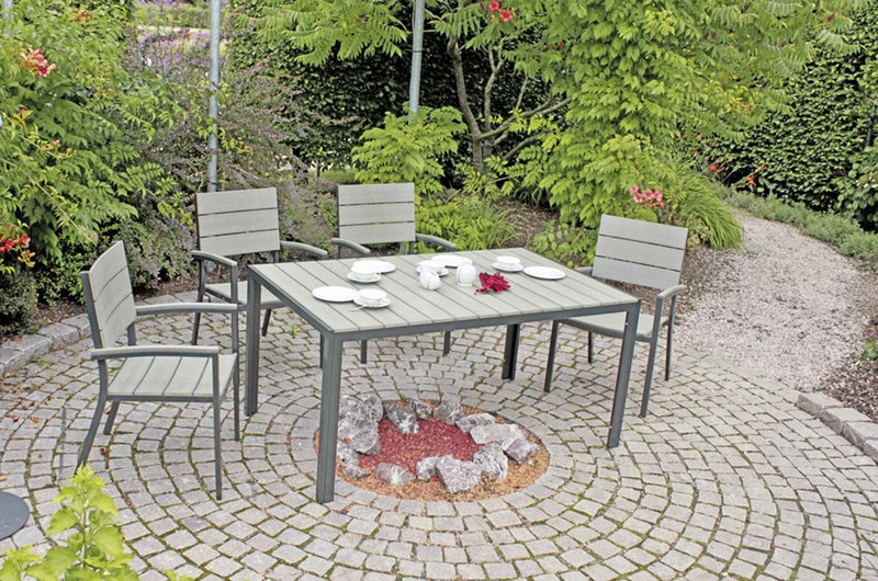 Garten Tischgruppe OLIVIA 7-tlg. Tisch 150 x 90 cm + 6 x Stapelstuhl