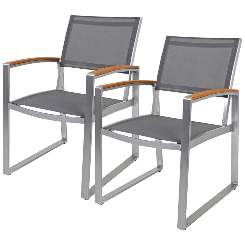 Gartenstuhl Gartensessel mit Armlehnen AVA 2er-Set Gestell Aluminium