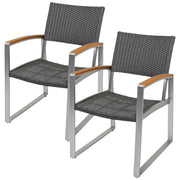 Gartenstuhl mit Armlehnen AVA 2er-Set Aluminium mit Polygeflecht